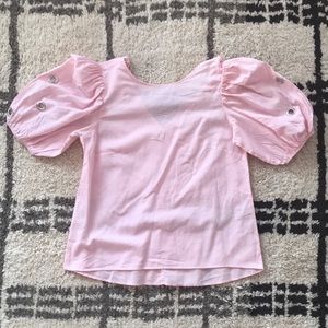 Pink Linen Top with Metal Sleeve Détail Sz 4/6